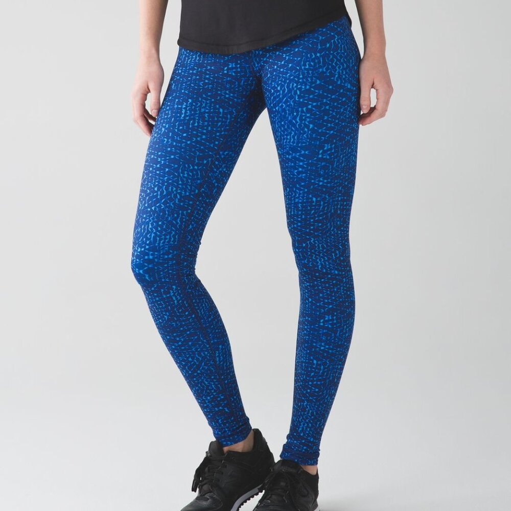 Lululemon Wunder Under Pants Leggings 6 Samba Snake Kayak Blue Hero